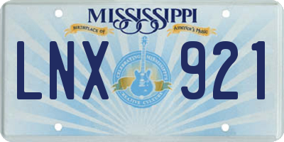 MS license plate LNX921