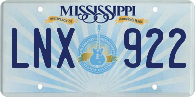 MS license plate LNX922