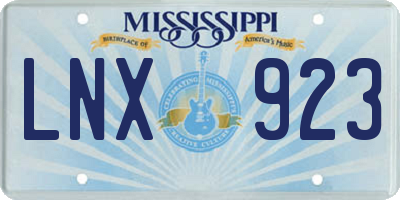 MS license plate LNX923