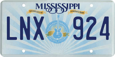 MS license plate LNX924