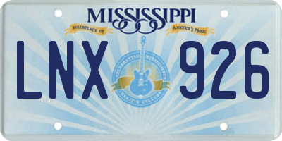 MS license plate LNX926