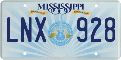 MS license plate LNX928
