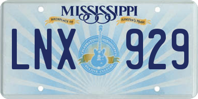 MS license plate LNX929
