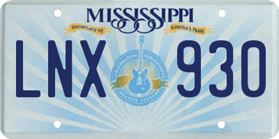 MS license plate LNX930