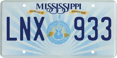 MS license plate LNX933