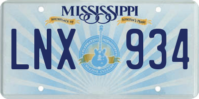 MS license plate LNX934