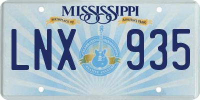 MS license plate LNX935