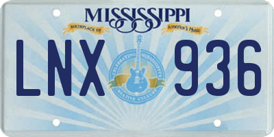 MS license plate LNX936