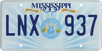 MS license plate LNX937