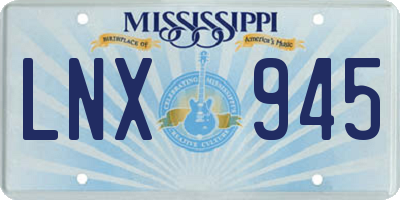MS license plate LNX945