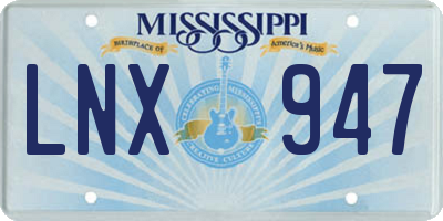 MS license plate LNX947