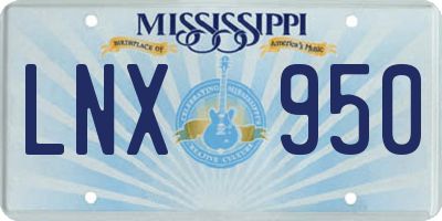 MS license plate LNX950