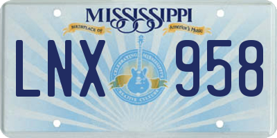 MS license plate LNX958