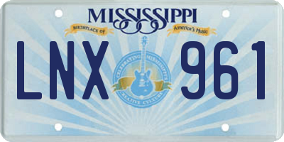 MS license plate LNX961