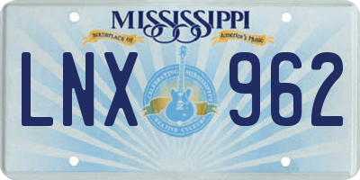 MS license plate LNX962