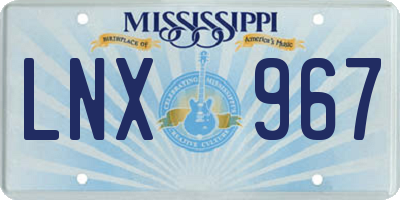 MS license plate LNX967