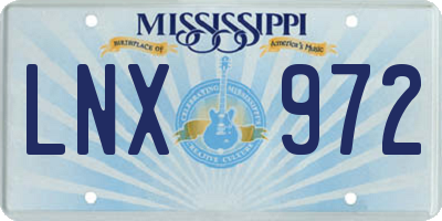 MS license plate LNX972