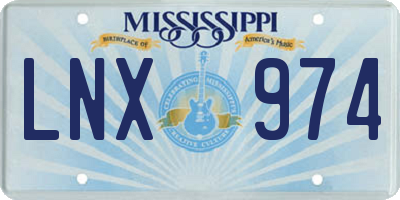 MS license plate LNX974