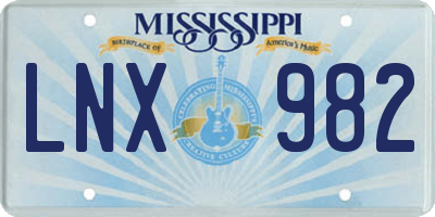 MS license plate LNX982