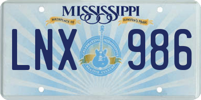 MS license plate LNX986