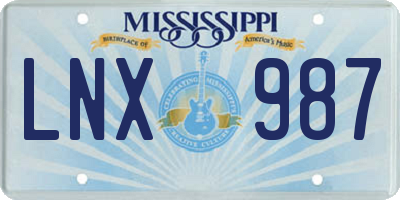 MS license plate LNX987
