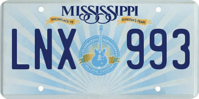 MS license plate LNX993