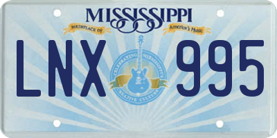 MS license plate LNX995