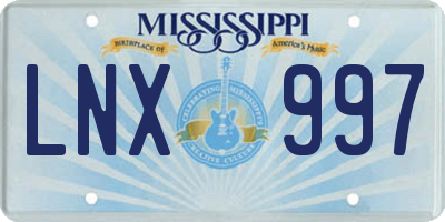 MS license plate LNX997