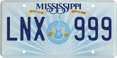MS license plate LNX999