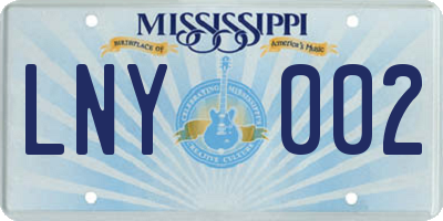 MS license plate LNY002