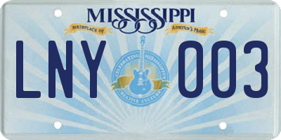 MS license plate LNY003