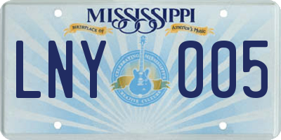 MS license plate LNY005