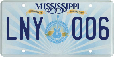 MS license plate LNY006