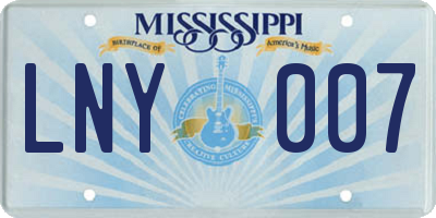 MS license plate LNY007