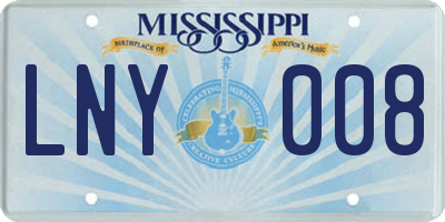 MS license plate LNY008