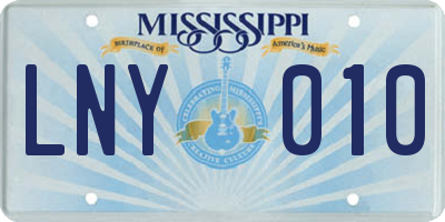MS license plate LNY010