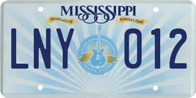 MS license plate LNY012