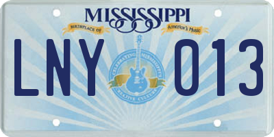 MS license plate LNY013