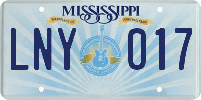 MS license plate LNY017