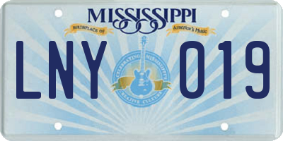 MS license plate LNY019