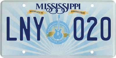 MS license plate LNY020