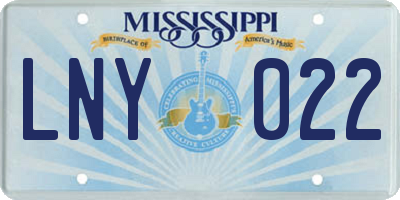 MS license plate LNY022
