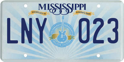 MS license plate LNY023