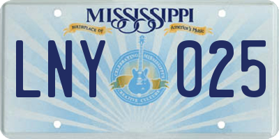 MS license plate LNY025