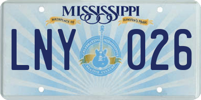 MS license plate LNY026