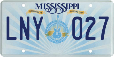 MS license plate LNY027