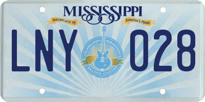 MS license plate LNY028