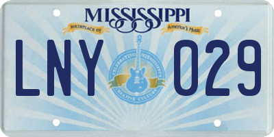 MS license plate LNY029
