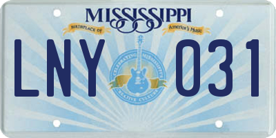 MS license plate LNY031