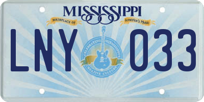 MS license plate LNY033